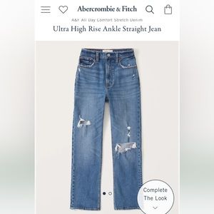 Abercrombie curve love ultra high rise ankle straight jean 27 L !!!